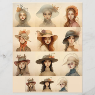 Vintage hat ladies SCV 5 stylized females