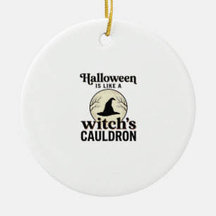 Vintage Haunted Castle Halloween Town Shirt Design Ceramic Ornament