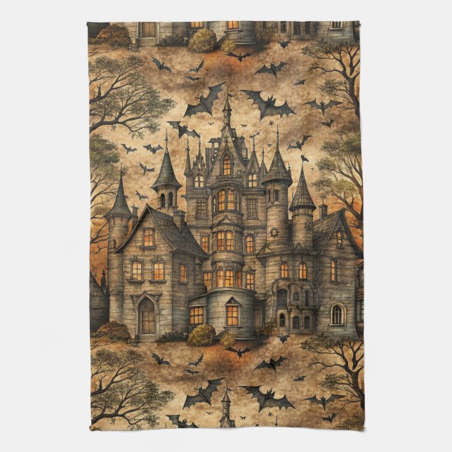 Vintage Haunted House (2) Kitchen Towel (Vertical)