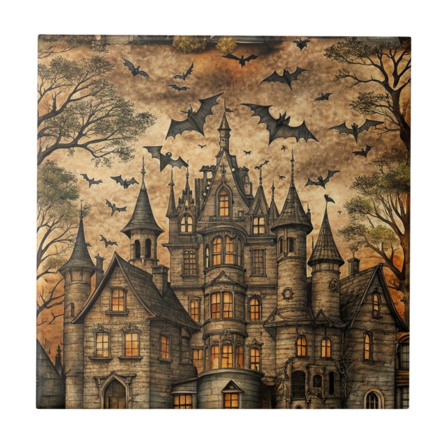 Vintage Haunted House (2) Tile (Front)