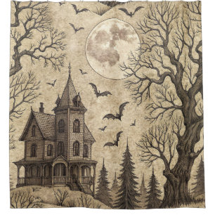 Vintage Haunted House & Full Moon