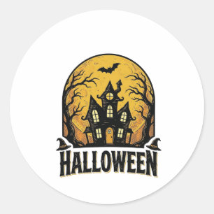 Vintage Haunted House Halloween Shirt Design_1 Classic Round Sticker
