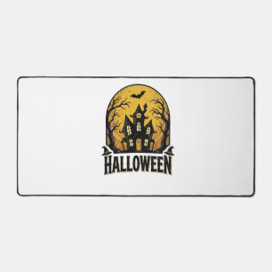 Vintage Haunted House Halloween Shirt Design_1 Desk Mat
