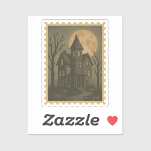 Vintage Haunted House Stamp – Spooky Halloween Ret