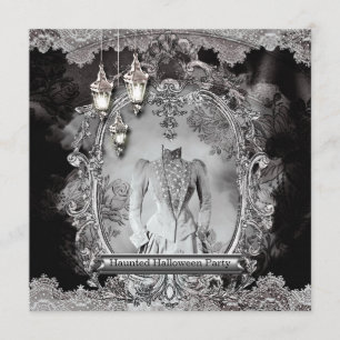 Vintage Haunted Lady Halloween Party Invitation