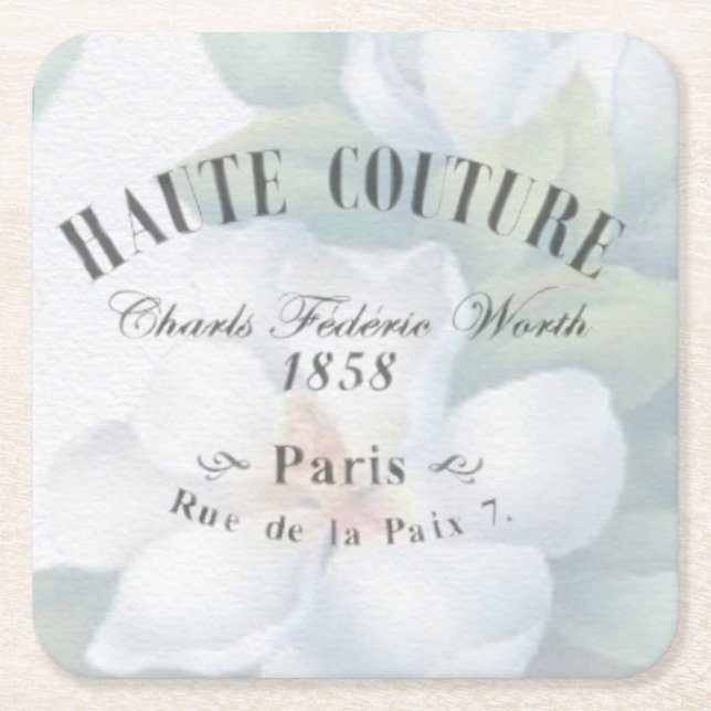Vintage Haute Couture Fashion Design Square Paper Coaster (Front)