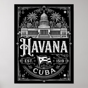 Vintage Havana Cuba Cuban Travel Heritage Poster