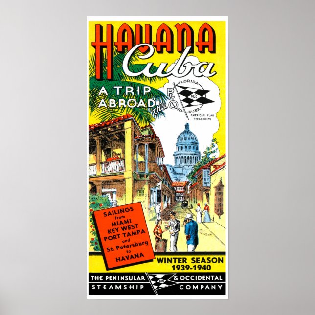 Vintage Havana Cuba Travel Poster (Front)