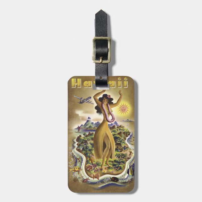 Vintage Hawaii 2 Luggage Tag (Front Vertical)
