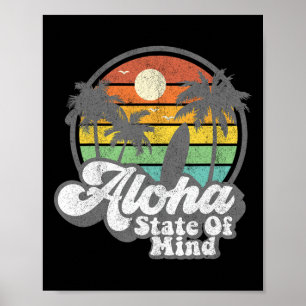 Vintage Hawaii Aloha State Hawaiian Beach Surfing Poster