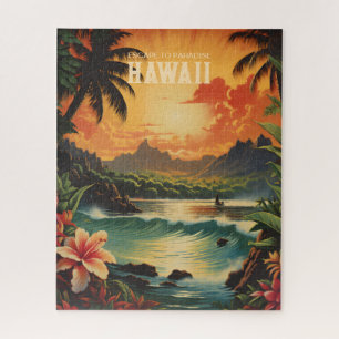 Vintage Hawaii Beach Travel Art Jigsaw Puzzle
