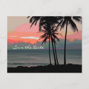 Vintage Hawaii Destination Wedding save the date Announcement Postcard