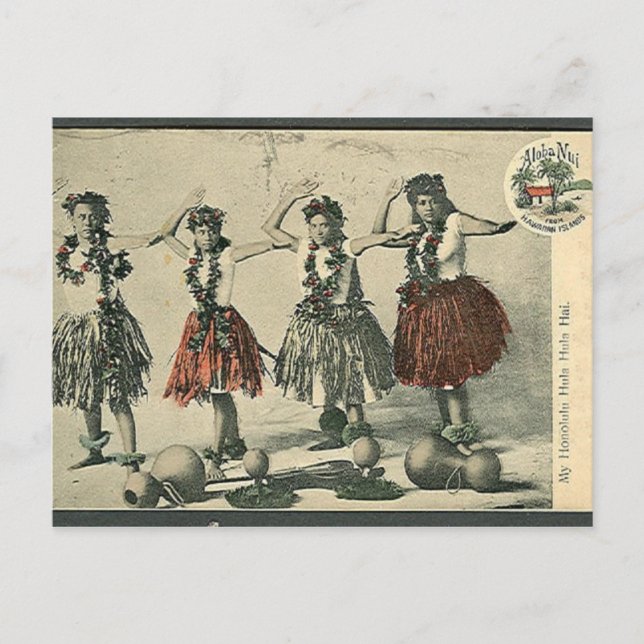 Vintage Hawaii Hula Dancers Postcard (Front)