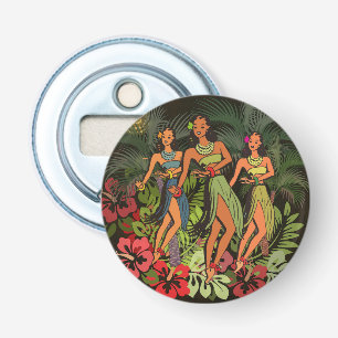 Vintage Hawaii Hula Dancers Retro Tiki Palm Tree Bottle Opener