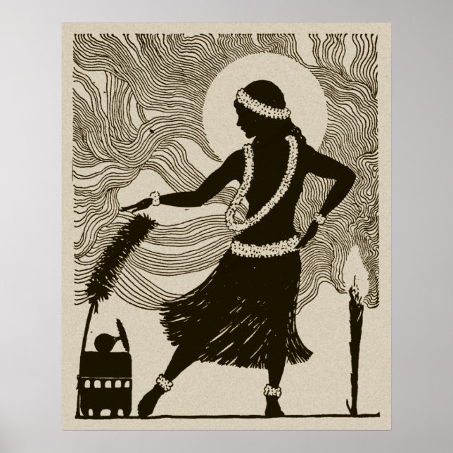 Vintage Hawaii Hula Girl Poster (Front)