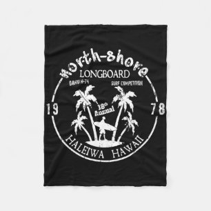Vintage Hawaii Long Board North Shore Surf Beach S Fleece Blanket