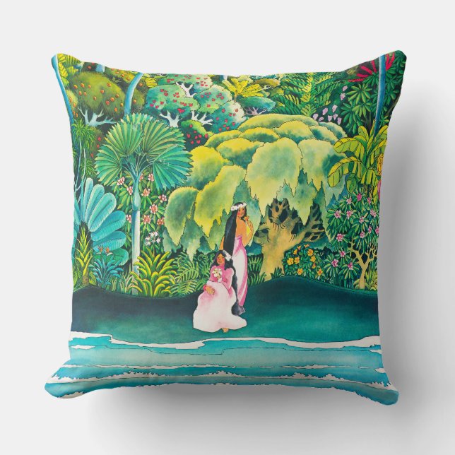 Vintage Hawaii Travel Throw Pillow (Front)
