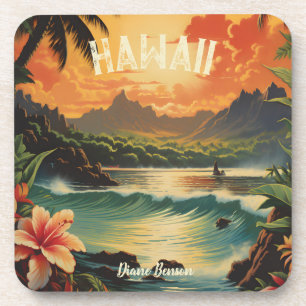 Vintage Hawaii Tropical Beach Travel Coaster