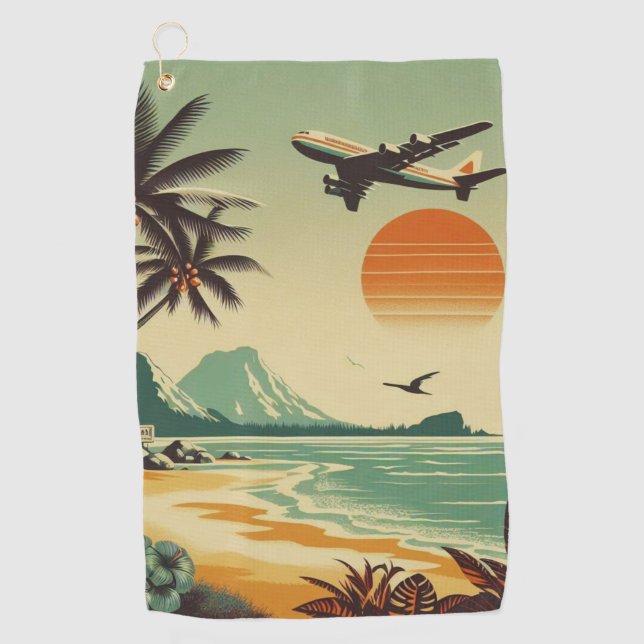 Vintage Hawaii/Tropical  Golf Towel (Front)