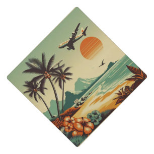 Vintage Hawaii/Tropical  Graduation Cap Topper
