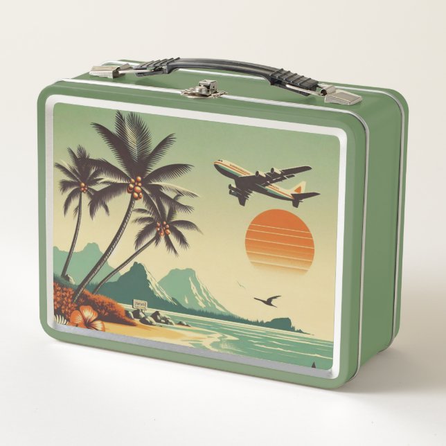 Vintage Hawaii/Tropical  Metal Lunch Box (Front)