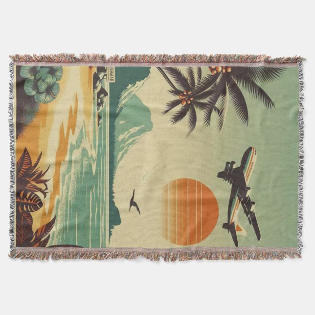 Vintage Hawaii/Tropical  Throw Blanket (Front)