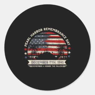 Vintage hawaii usa flag pearl harbour classic round sticker