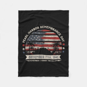 Vintage Hawaii Usa Flag Tee, Pearl Harbour Fleece Blanket