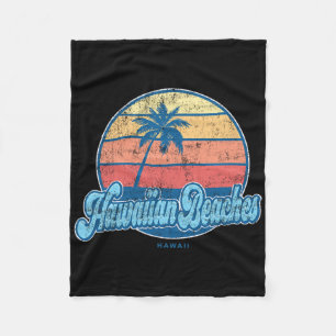 Vintage Hawaiian Beaches Hawaii Hi Clic 70s Retro  Fleece Blanket