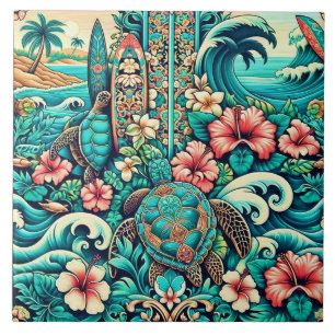 Vintage Hawaiian Folk Art Tile 1
