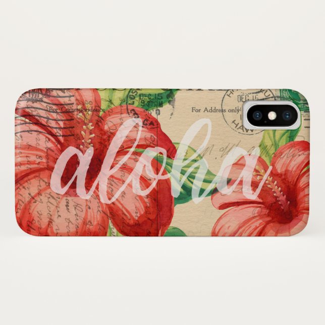 Vintage Hawaiian Hibiscus Postcard Case-Mate iPhone Case (Back (Horizontal))