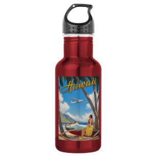 Vintage Hawaiian Hula Girl Aloha Escape Paradise 532 Ml Water Bottle