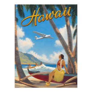 Vintage Hawaiian Hula Girl Aloha Escape Paradise Photo Print