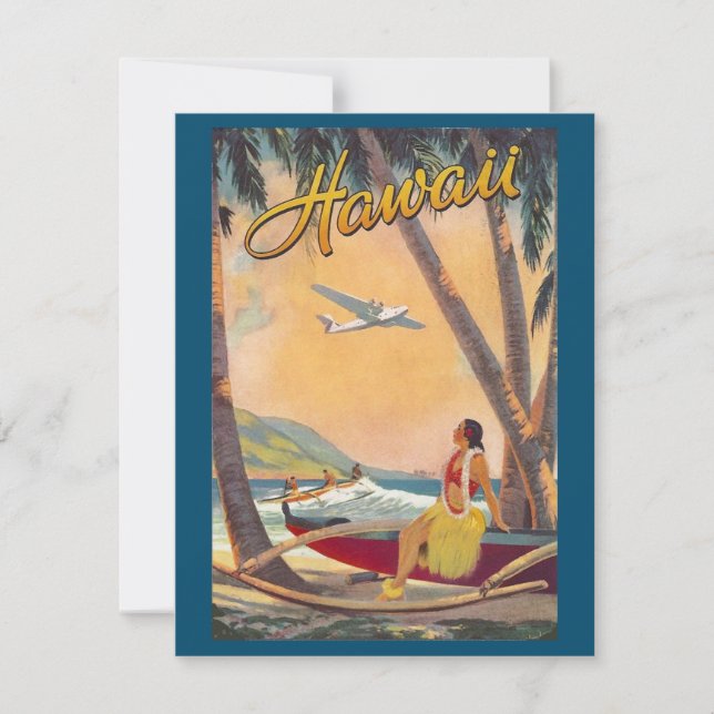 Vintage Hawaiian Islands Travel Aloha Pacific Holiday Card (Front)