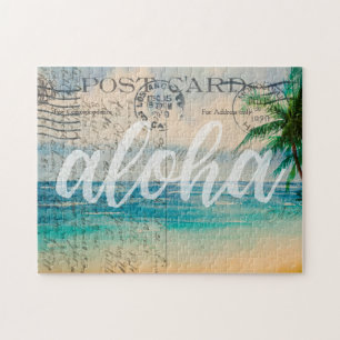 Vintage Hawaiian Palm Trees Postcard Jigsaw Puzzle