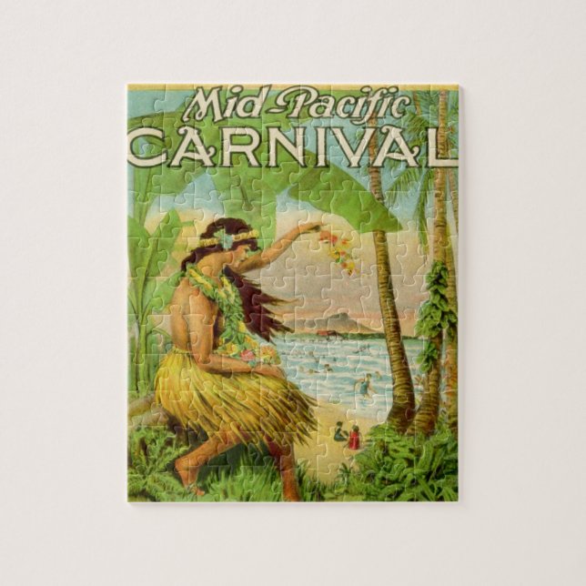 Vintage Hawaiian Travel Art Illustration Old Jigsaw Puzzle (Vertical)