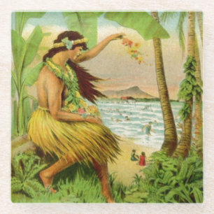Vintage Hawaiian Travel Glass Coaster