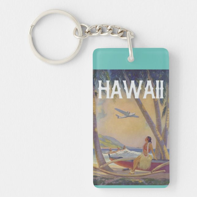 Vintage Hawaiian Travel - Hawaii Hula Dancer! Keychain (Front)