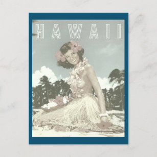 Vintage Hawaiian Travel - Hawaii Hula Dancer   Pos Postcard