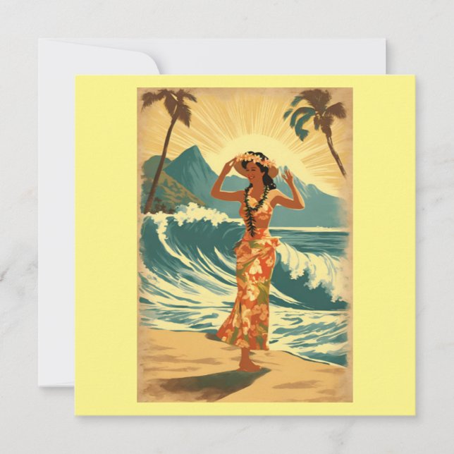 Vintage Hawaiian Travel Honolulu Mid-Pacific Card (Front)