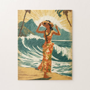 Vintage Hawaiian Travel Honolulu Mid-Pacific  Jigsaw Puzzle