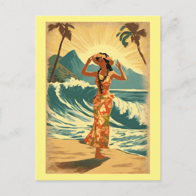 Vintage Hawaiian Travel Honolulu Mid-Pacific Postcard (Front)