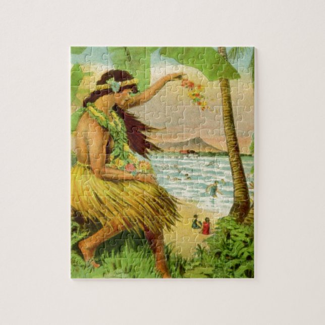 Vintage Hawaiian Travel Jigsaw Puzzle (Vertical)