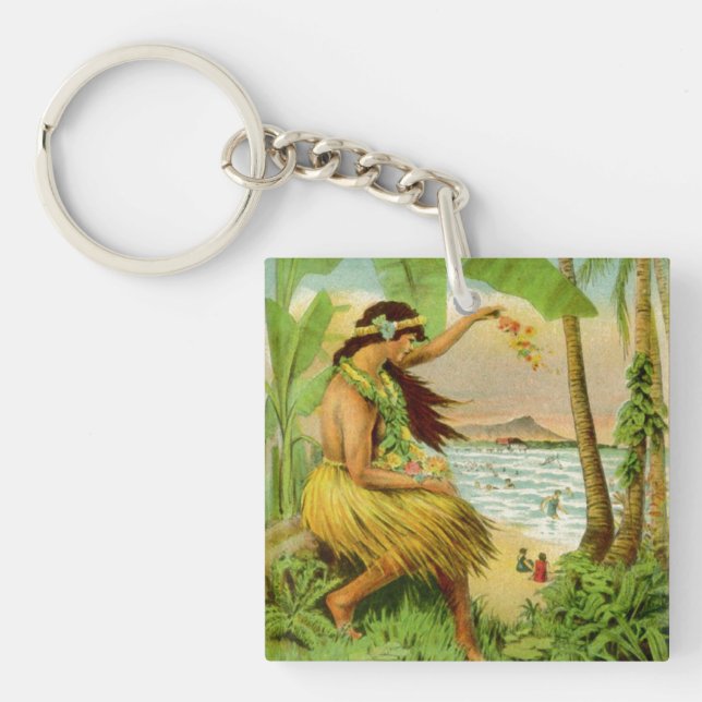 Vintage Hawaiian Travel Keychain (Front)