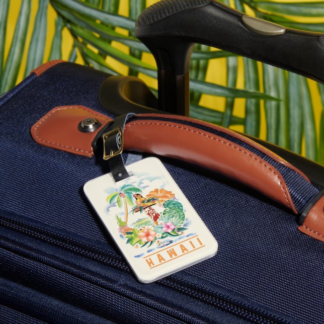 Vintage Hawaiian Travel Poster  Luggage Tag (Front Insitu 1)