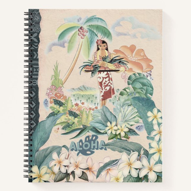 Vintage Hawaiian Travel Poster Planner Notebook (Front)