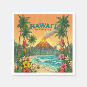 Vintage Hawaiian Travel Posters - Hawaii Island Napkin