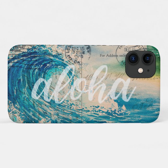 Vintage Hawaiian Wave Postcard Case-Mate iPhone Case (Back (Horizontal))