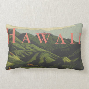Vintage hawaiii Art Deco travel Lumbar Pillow