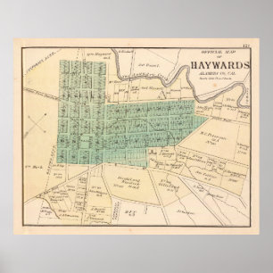 Vintage Hayward CA Map (1878) Poster